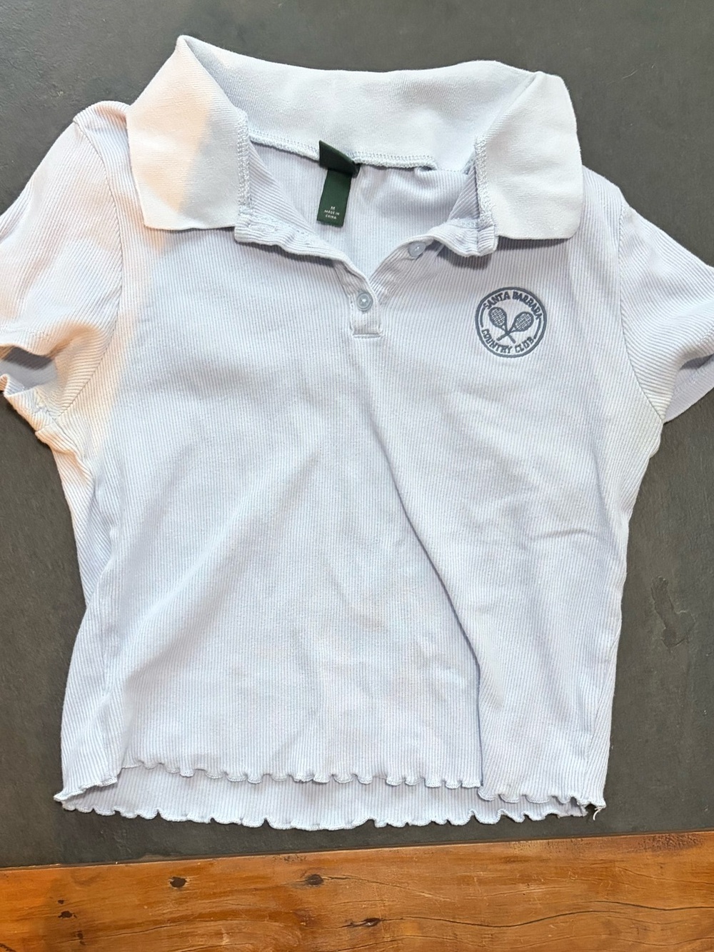 Women light blue cotton polo